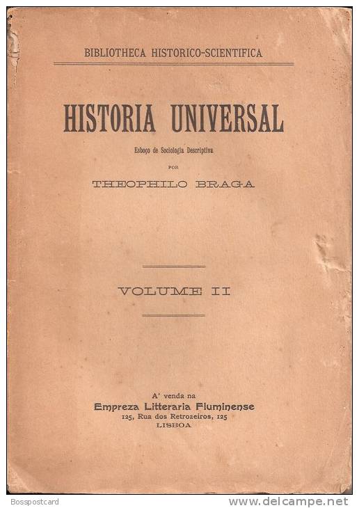 Teófilo Braga - História Universal, Vol. II, Lisboa, 1882 (exemplar Por Abrir) - Old Books