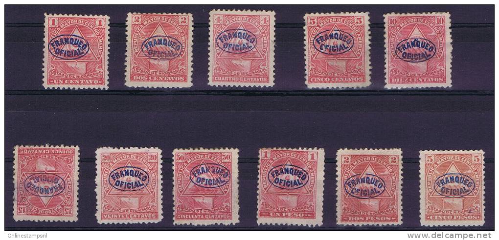 Nicaragua, Official  1898 Mi 85- 95  Not Used (*), Nr 90=15 C Is Damaged - Nicaragua