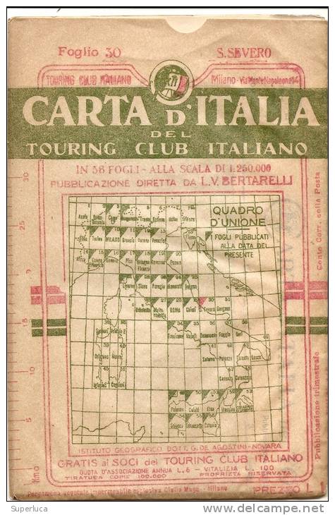 M-S.SEVERO-CARTINA DEL TOURING CLUB ITALIANO(ANNI 30-40) - San Severo