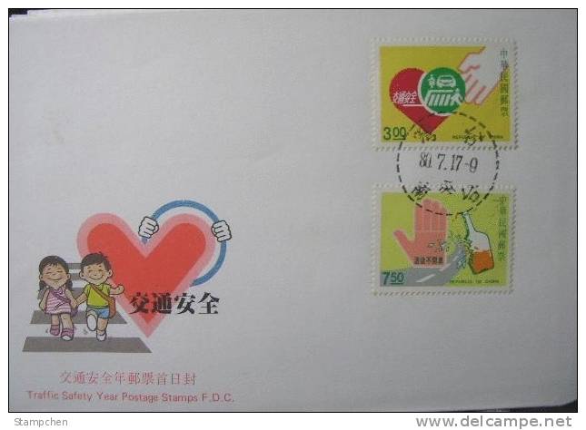 FDC 1991 Traffic Safety Stamps Liquor Crosswalk Hand Heart Motorbike Car Wine - Wines & Alcohols