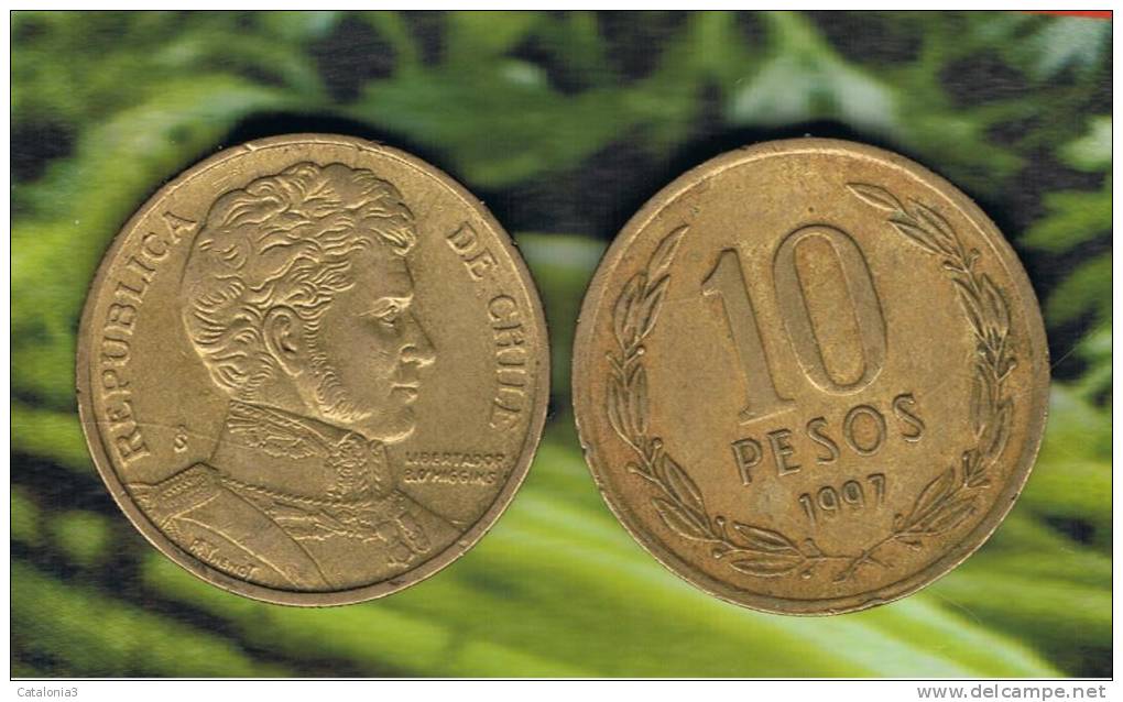 CHILE -  10 Pesos 1997  KM228 - LIBERTADOR. B. O'HIGGINS  - - Chili