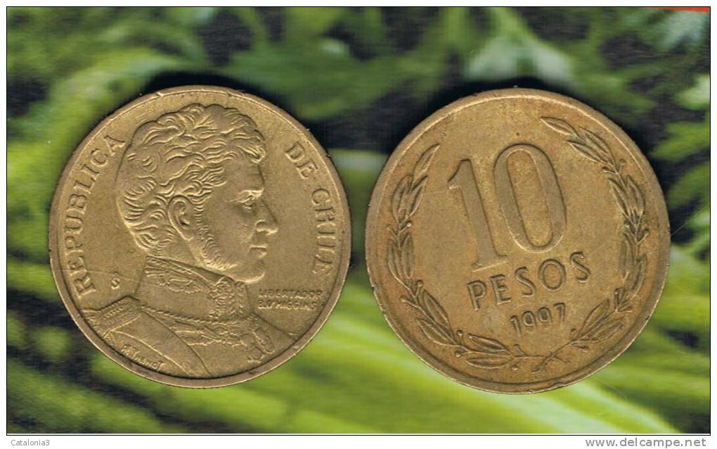 CHILE -  10 Pesos 1997  KM228 - LIBERTADOR. B. O'HIGGINS  - - Chile