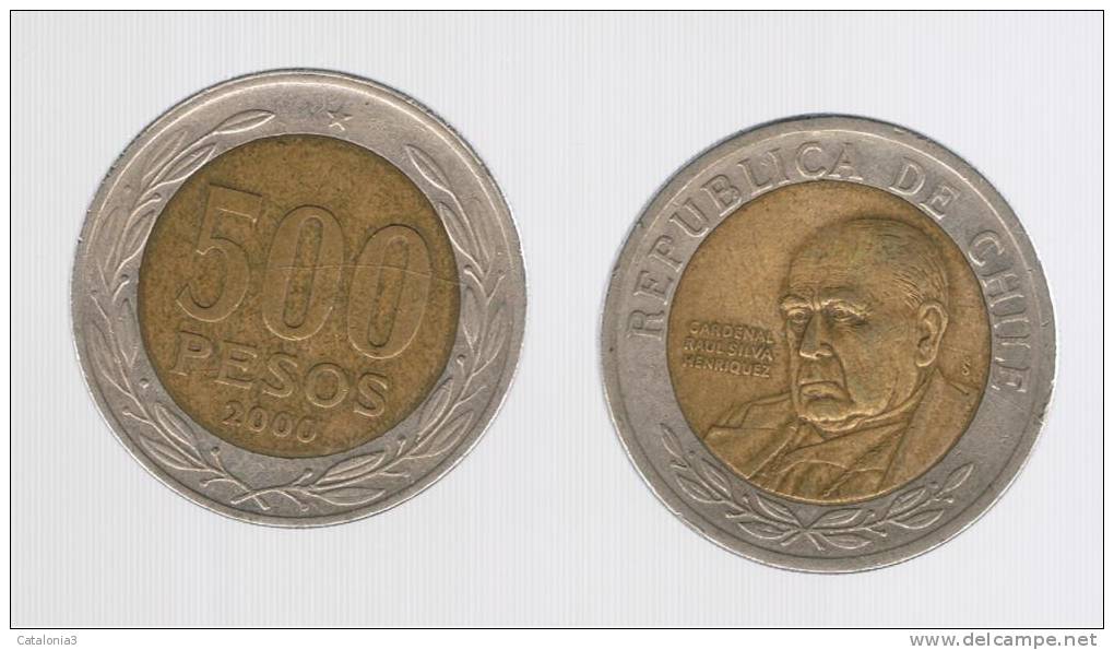 CHILE -   500 Pesos  2000  KM235  -  Cardinal Raul Silva Henriquez - Chili