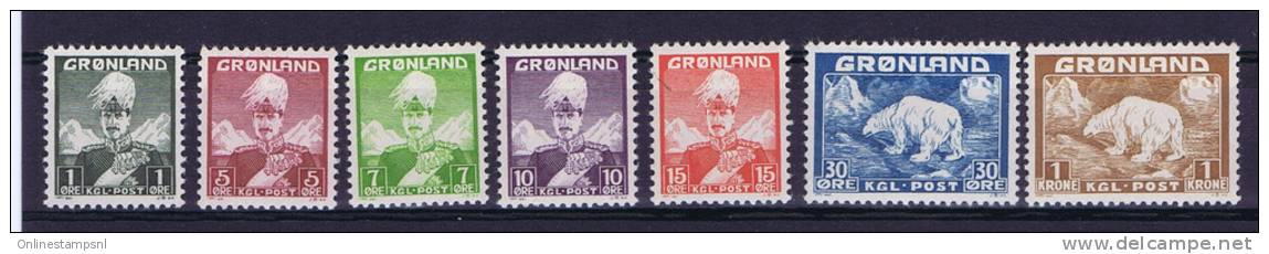 Greenland 1938 Christian And Polar Bear Definitives Mi 1-7 MNH/** - Ongebruikt