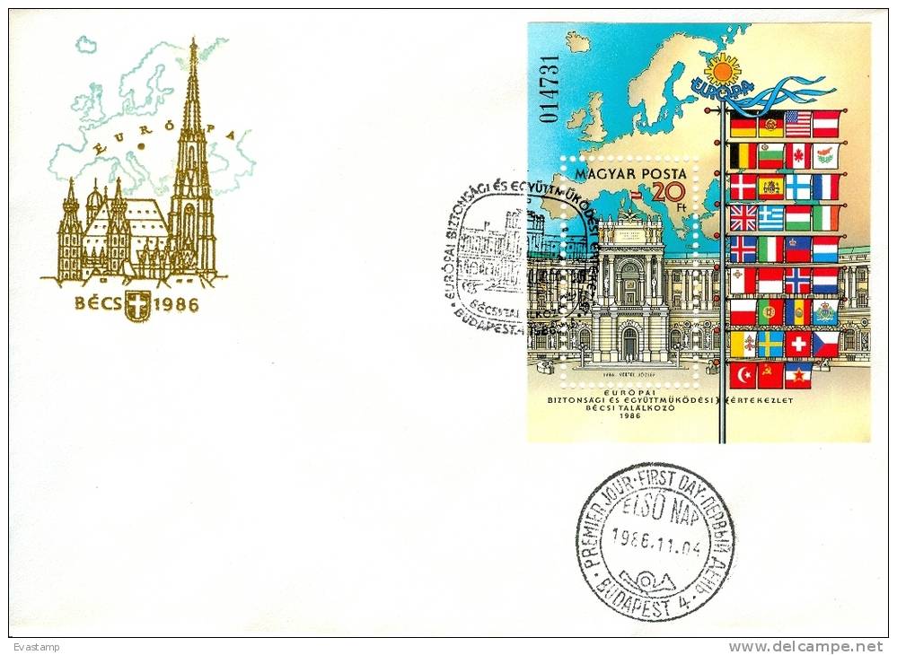 HUNGARY - 1986. FDC Sheet - European Security And Cooperation Conference,Vienna - FDC