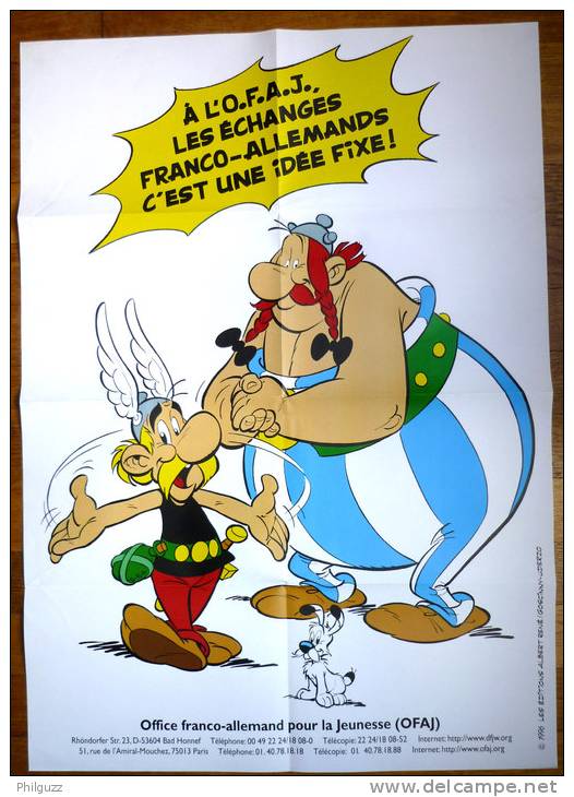 RARE AFFICHE PUBLICITAIRE  ASTERIX - ECHANGES FRANCO-ALLEMANDS 1996 UDERZO - Affiches & Posters