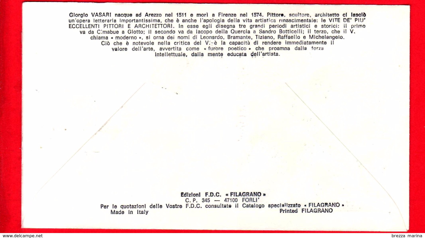 Nuovo - ITALIA - 1974 - FDC - Filagrano - Giorgio Vasari - FDC