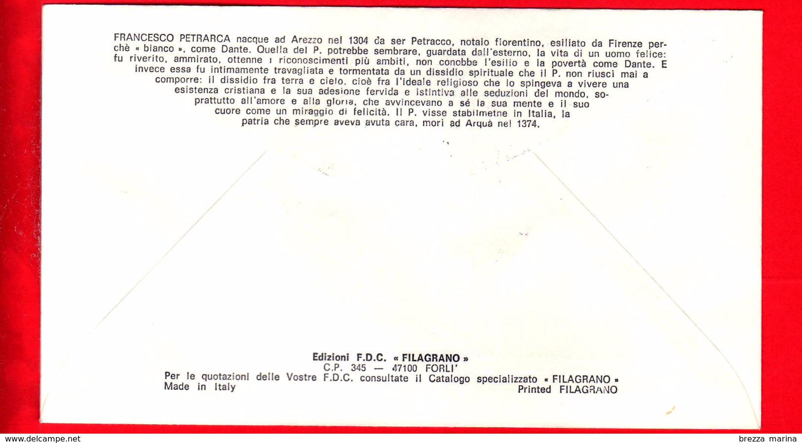 Nuovo - ITALIA - 1974 - FDC - Filagrano - V Centenario Della Morte Di Francesco Petrarca - FDC