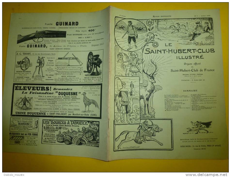 N° 7 De Juillet 1906   Le SAINT-HUBERT-CLUB  Illustré Reconnu D'utilité Publique (décret Du 10 Avril 1904; CHASSE - Aventura