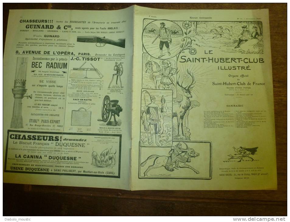 N° 11 De Novembre 1906   Le SAINT-HUBERT-CLUB  Illustré Reconnu D'utilité Publique (décret Du 10 Avril 1904; CHASSE - Fischen + Jagen