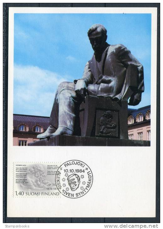 1984 Finland Aleksis Kivi Literature Railway Station Square Official Maxicard - Maximum Cards & Covers