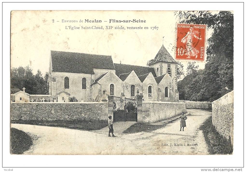 Cp, 78, Flins Sur Seine, L'Eglise Saint-Cloud, Voyagée - Flins Sur Seine