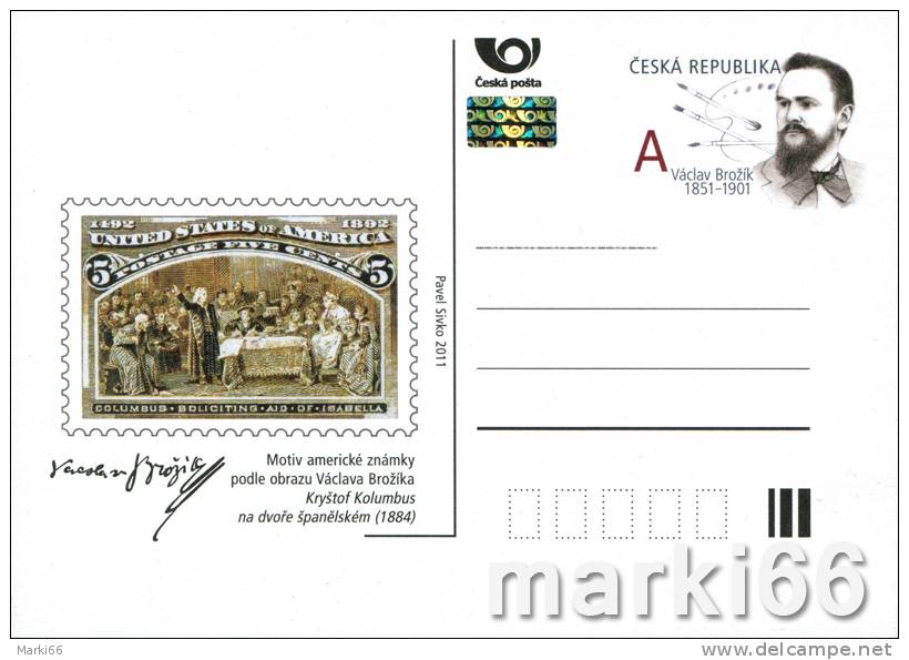 Czech Republic - 2011 - 160 Years From Birth Of Vaclav Brozhik - Official Czech Post Card With Hologram - Cartoline Postali