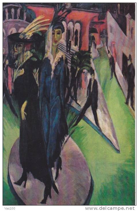 WOMAN AND MENS PAINTING, EPOQUE REIMPRESION, POSTCARD UNUSED - Kirchner, Raphael
