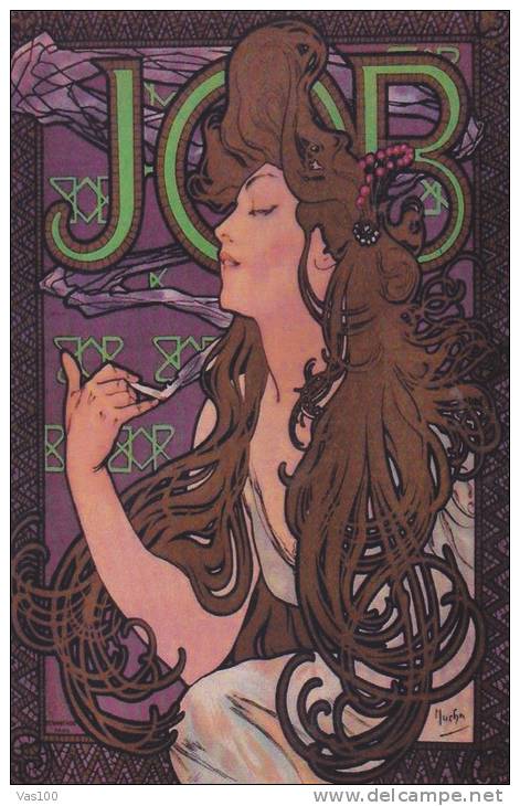 WOMAN ILUSTRATION, EPOQUE REIMPRESSION, POSTCARD UNUSED, - Mucha, Alphonse