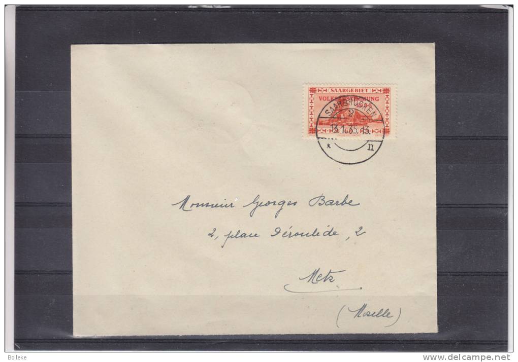 Sarre - Lettre De 1935 ° - Oblitération Saarbrücken Et Metz - Valeur 15 Euros - Briefe U. Dokumente