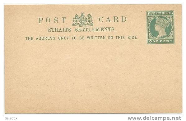 Straits Settlements - Malaya 1880 Unused Postal Stationery Correspondence Card - Straits Settlements