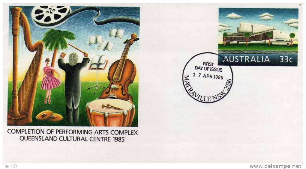 AUSTRALIA Australie 1985 Performing Arts Complexe Musique Opera Orchestre FDC - Entiers Postaux