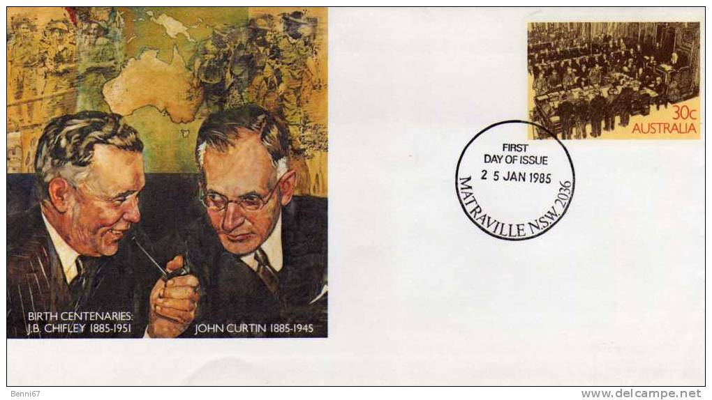 AUSTRALIA Australie 1985 Chifley Curtin FDC - Enteros Postales