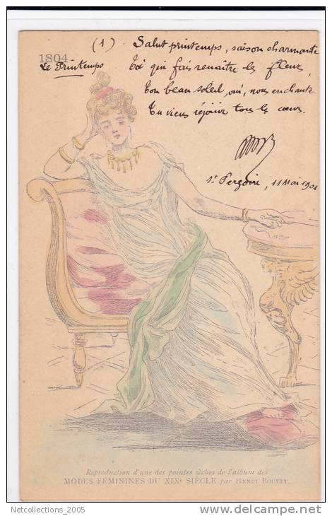 HENRI BOUTET: ILLUSTRATEUR FEMME MODES FEMININES AU XIX° SIECLE - 1804 - FEMME SUR FAUTEUIL - Boutet