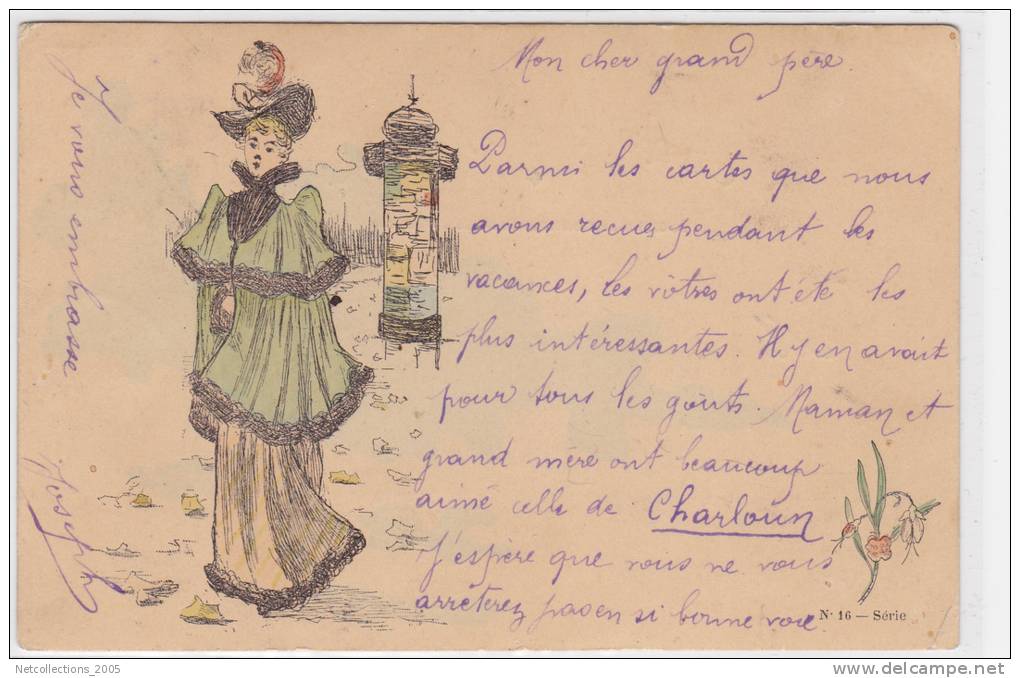 HENRI BOUTET: ILLUSTRATEUR FEMME DANS LES RUES DE PARIS - FEMME AU MANTEAU - Boutet