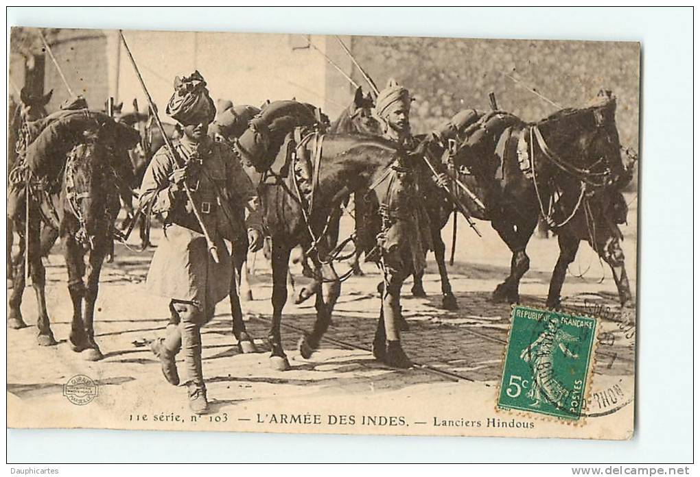 Lanciers Hindous. Armée Des Indes. 2 Scans. Edition Guiraud - War 1914-18