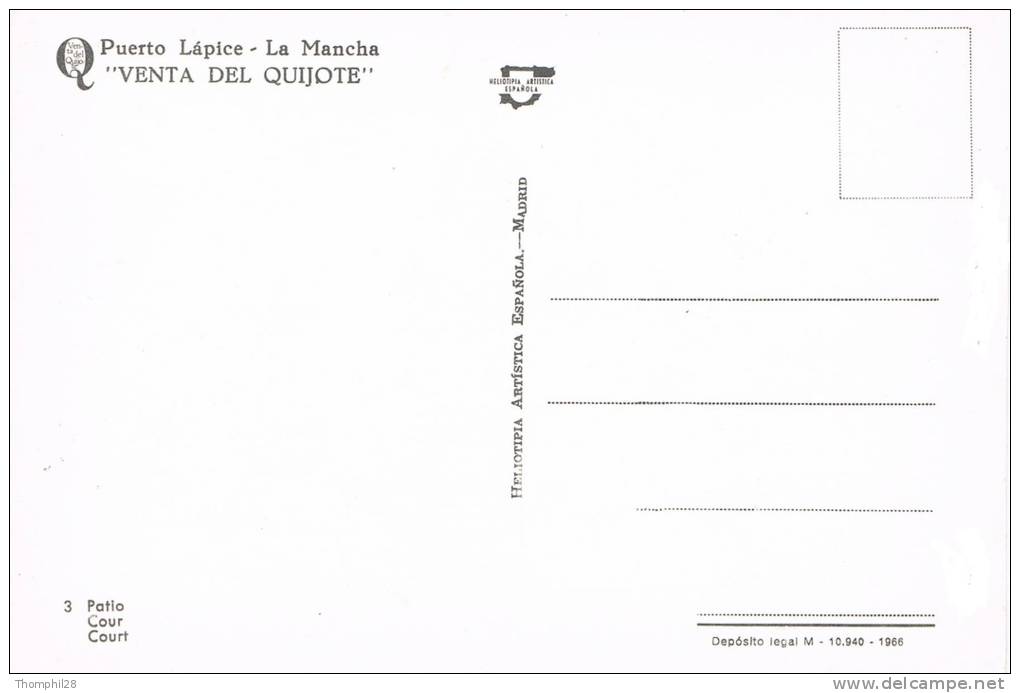 PUERTO LAPICE - LA MANCHA -"VENTA DEL QUIJOTE" - Patio / Cour / Court - TBE, Carte Neuve, 2 Scans - Other & Unclassified