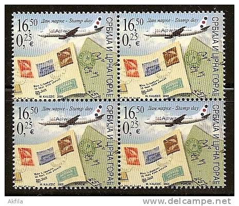 Serbia And Montenegro (Yugoslavia), 2005, Stamp Day, Block Of 4, MNH - Other & Unclassified