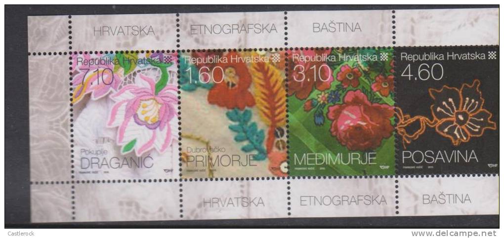 G)2013 CROATIA, FLOWERS EMBROIDERED, MINISHEET, MNH - Croatia