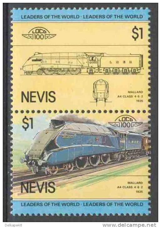 Nevis 1983 Mi 117 +118 - Pair ** “Mallard”, Great Britain (1938) / Lokomotiven - Treinen