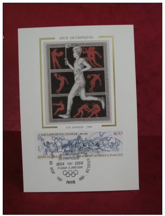 FDC - Jeux Olympiques Los Angeles - Paris - 2.6.1984 Carte Maxi 1er Jour - 1980-1989