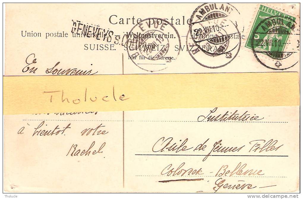 Suisse-Coffrane (Val-de-Ruz-Neuchâtel)-1910-Vue Générale-Cachet Ambulant Et Griffe Linéaire "Geneveys S.Coffrane (scan) - Les Hauts-Geneveys