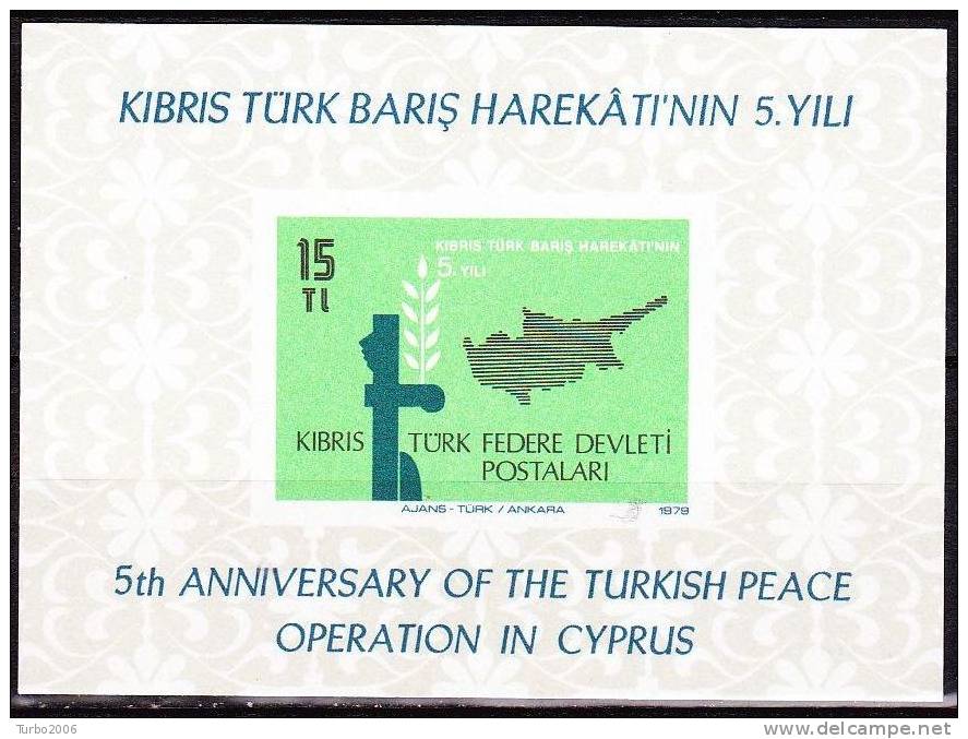 Cyprus / Turkey : 1970 5 Years Of Turkish Invasion On Cyprus MNH Block Michel B 1 - Neufs