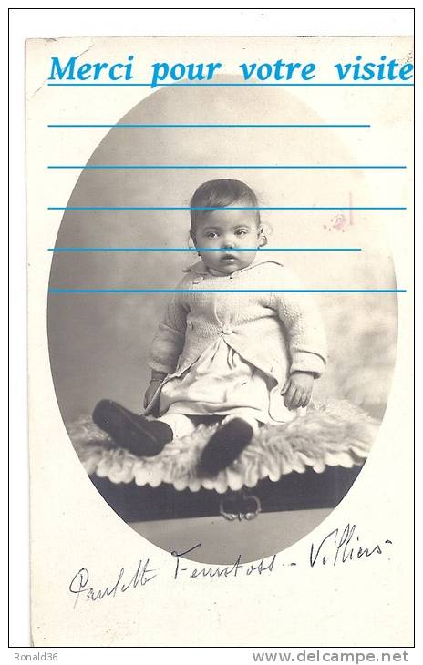 Cpp Enfant BAPTEME ? BEBE Paulette FERRETOSS VILLIERS Né Le 9 JUIN 1919 à CLICHY  ( Mode Robe Dentelle ) - Genealogie