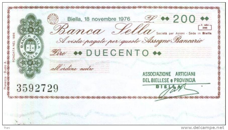 BANCA SELLA - BIELLA - Lire 200 - [10] Chèques