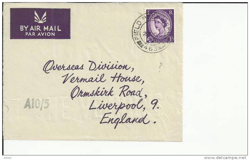 INGLATERRA FRONTAL CON MAT FIELD POST OFFICE 463 - Lettres & Documents
