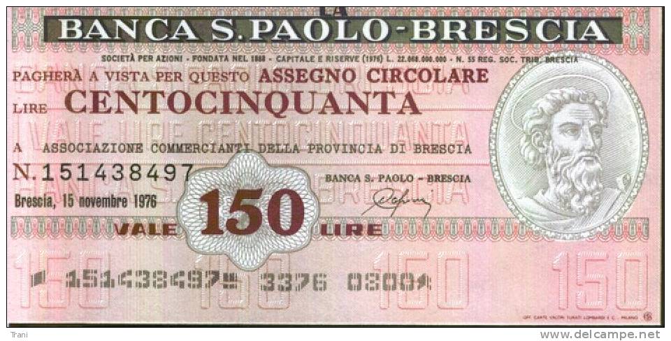 BANCA S. PAOLO - BRESCIA - Lire 150 - [10] Cheques Y Mini-cheques