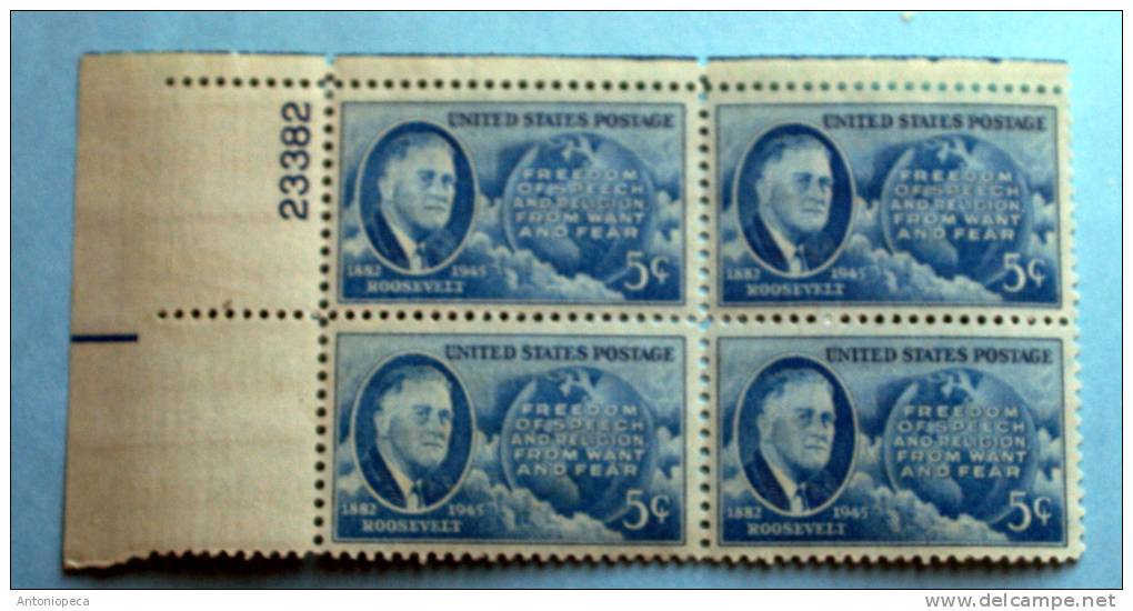 USA 1945 ROOSEVELT 5 C BLOCK MNH** - Autres & Non Classés