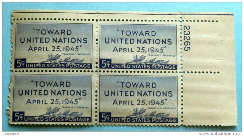 USA 1945 TOWARD UN BLOCK MNH** - Altri & Non Classificati