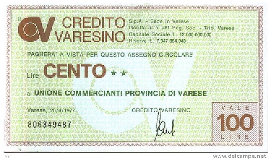 CREDITO VARESINO - VARESE - Lire 100 - [10] Scheck Und Mini-Scheck