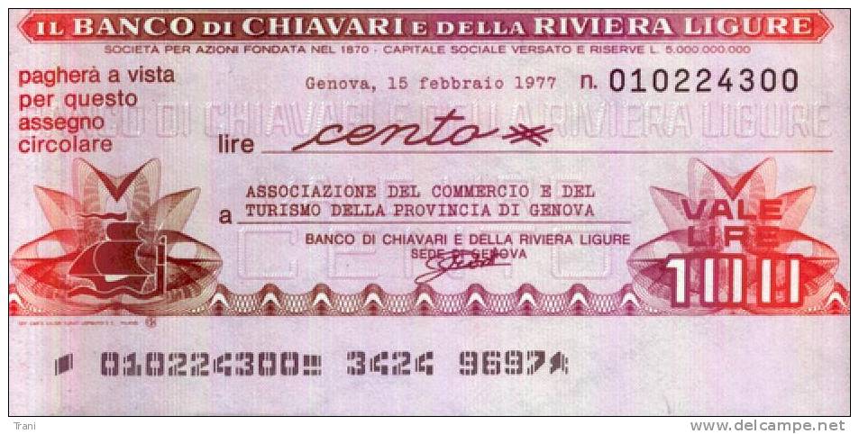 BANCO DI CHIAVARI E DELLA RIVIERA LIGURE - GENOVA - Lire 100 - [10] Cheques Y Mini-cheques