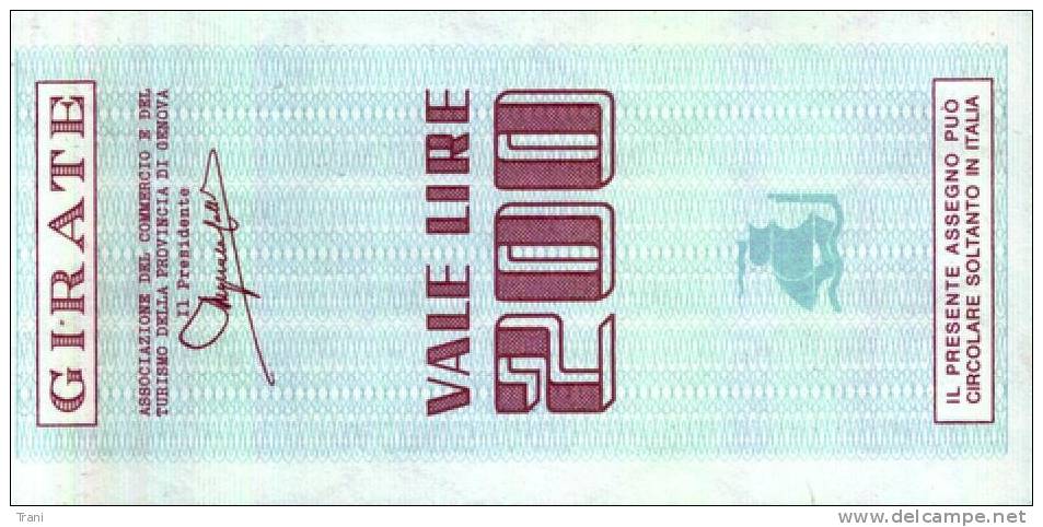 BANCO DI CHIAVARI E DELLA RIVIERA LIGURE - GENOVA - Lire 200 - [10] Cheques Y Mini-cheques