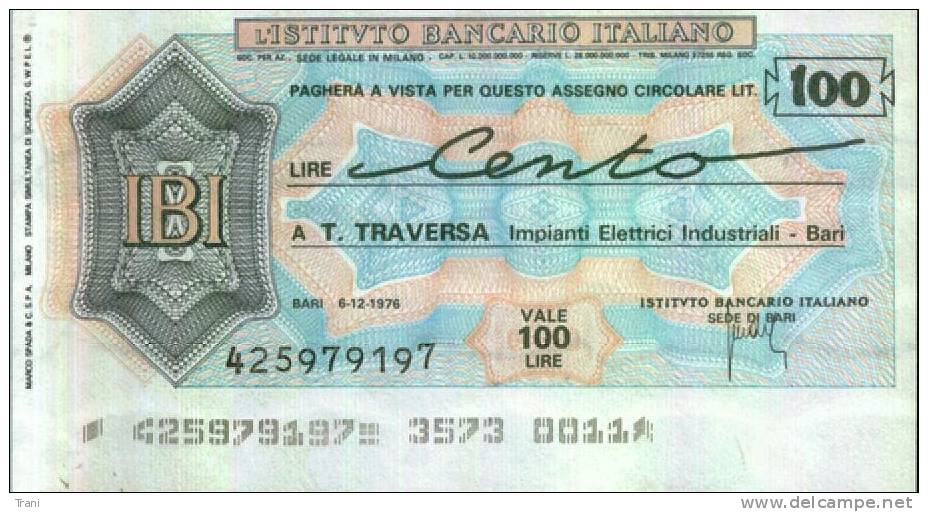 ISTITUTO BANCARIO ITALIANO - BARI - Lire 100 - [10] Cheques Y Mini-cheques