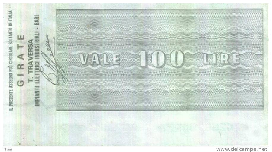 ISTITUTO BANCARIO ITALIANO - BARI - Lire 100 - [10] Chèques