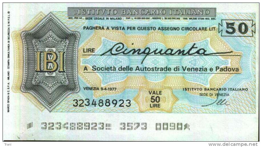 ISTITUTO BANCARIO ITALIANO - VENEZIA  - Lire 50 - [10] Cheques Y Mini-cheques