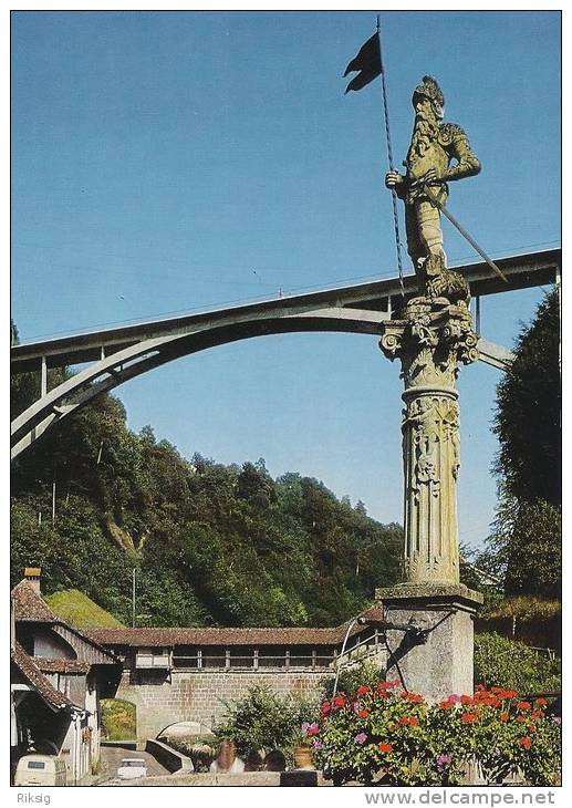 Fribourg Fontaine Du Banneret Et Pont Du Gotteron  A-1836 - Fribourg