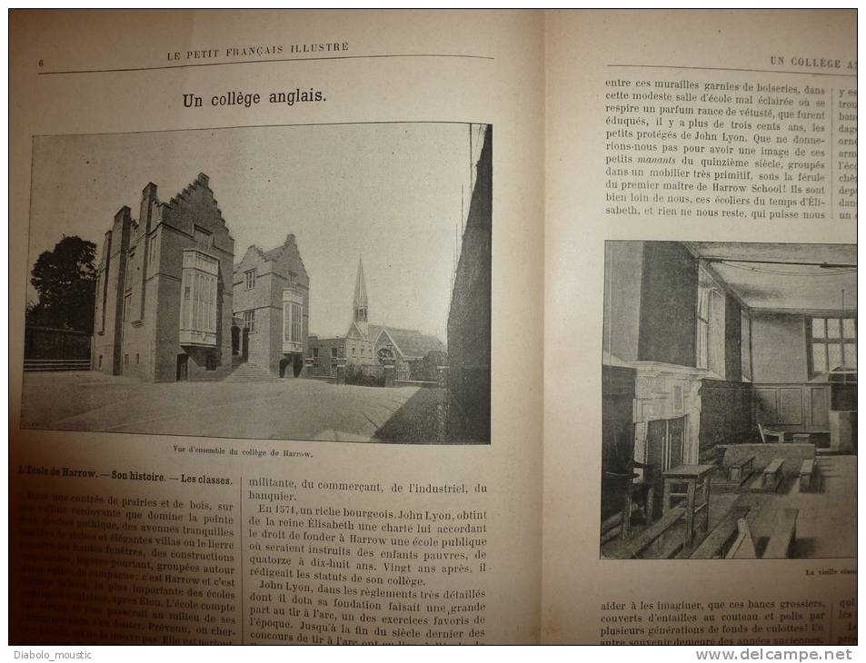 1895   Le Petit Français Illustré :  Le Collège Anglais De HARROW; Les Dangers De La Cuisson électrique - 1850 - 1899