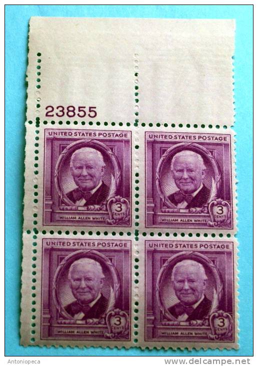 USA 1948 William Allen White   BLOCK MNH** - Unused Stamps