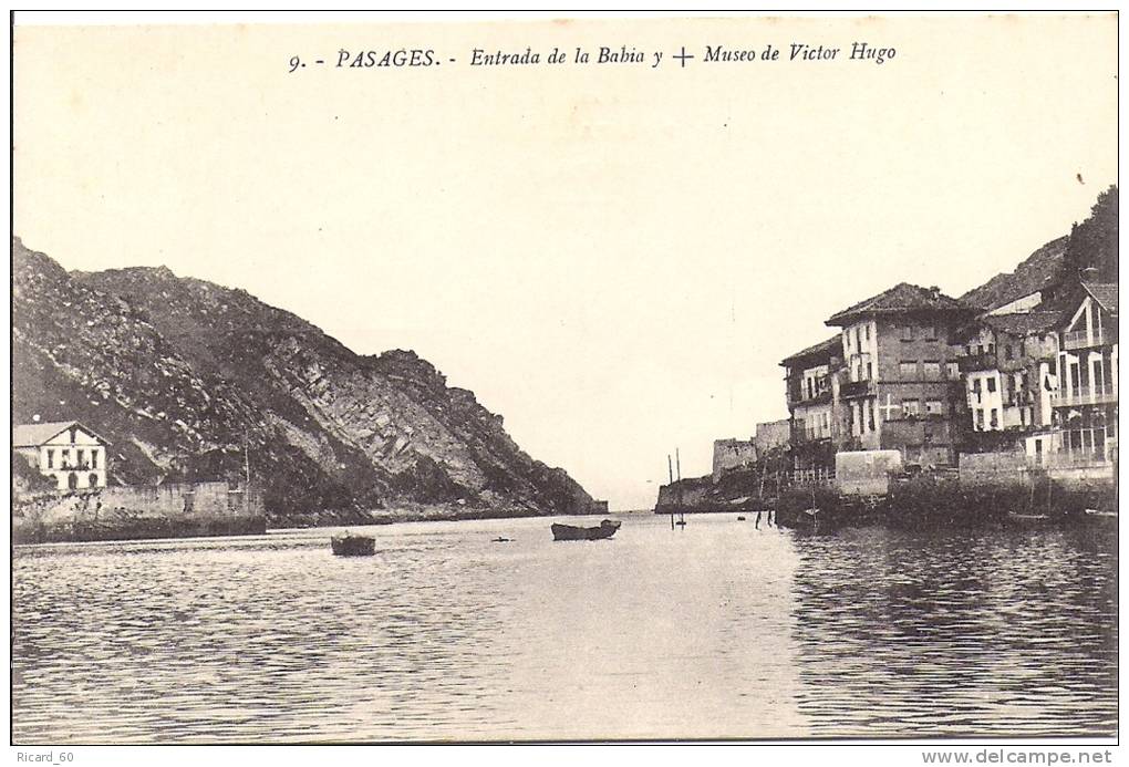 Cpa Pasajes, Entrada De La Bahia, Maison Musée Victor Hugo - Autres & Non Classés