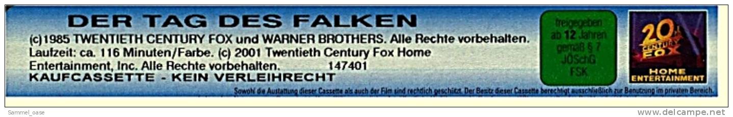VHS Video  -  Der Tag Des Falken  -  Mit Michelle Pfeiffer, Rutger Hauer, Matthew Broderick, Leo McKern, John Wood - Sci-Fi, Fantasy